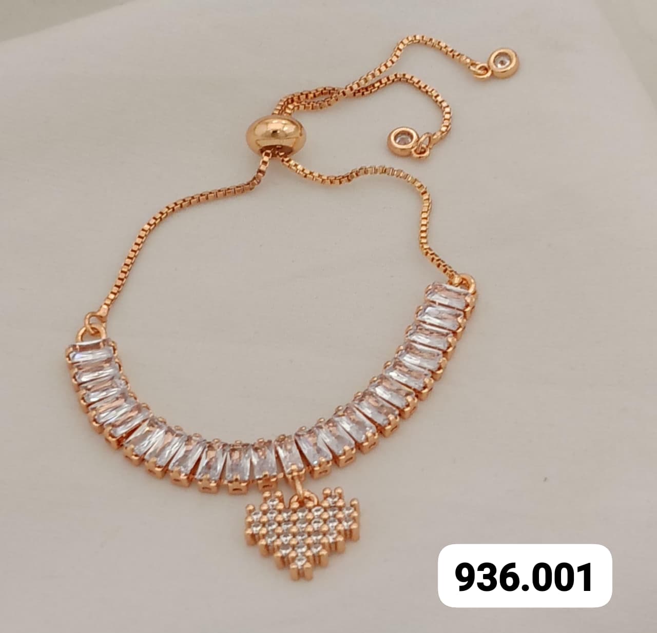 Rose Gold Heart Adjustable Bracelet