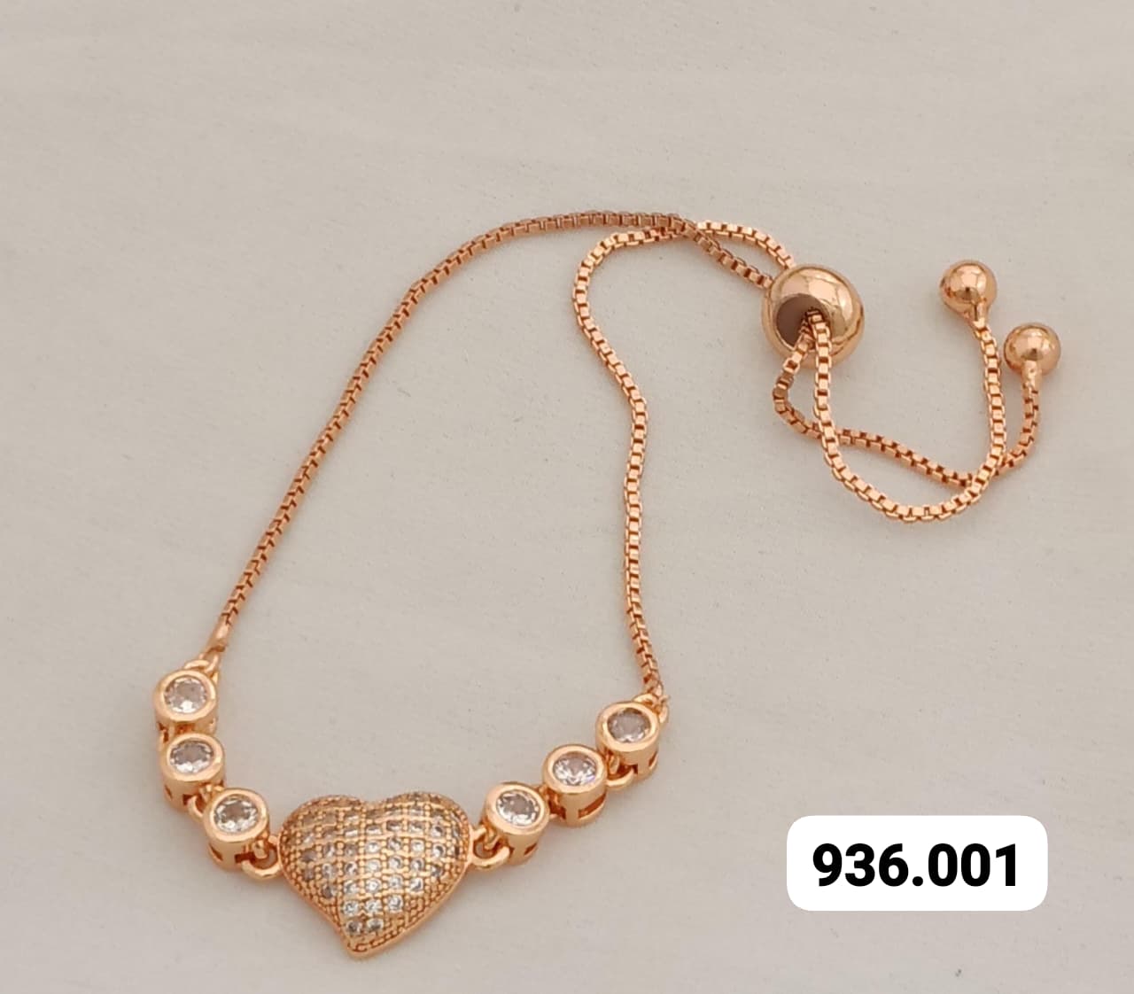 Rose-Gold Adjustable Heart Bracelet