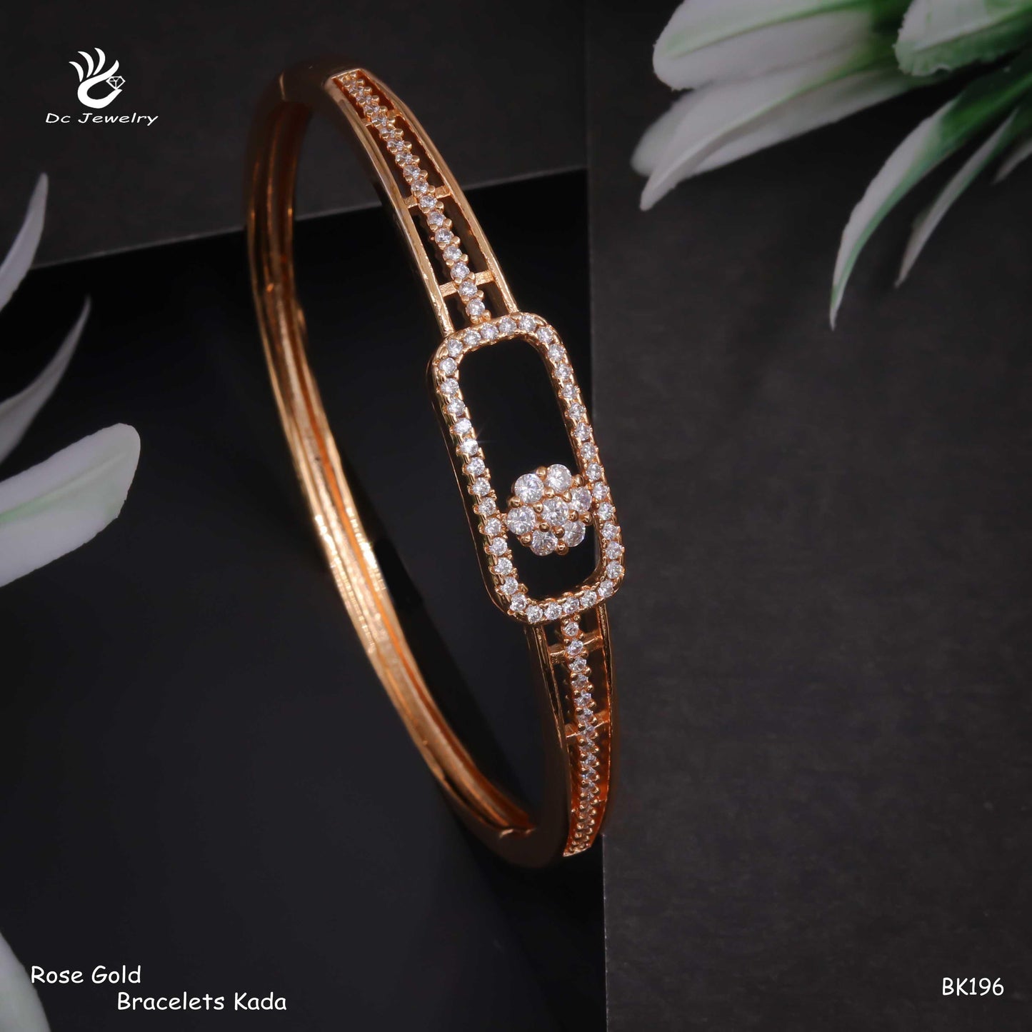Aurelia Diamond Line Rose Gold Kada