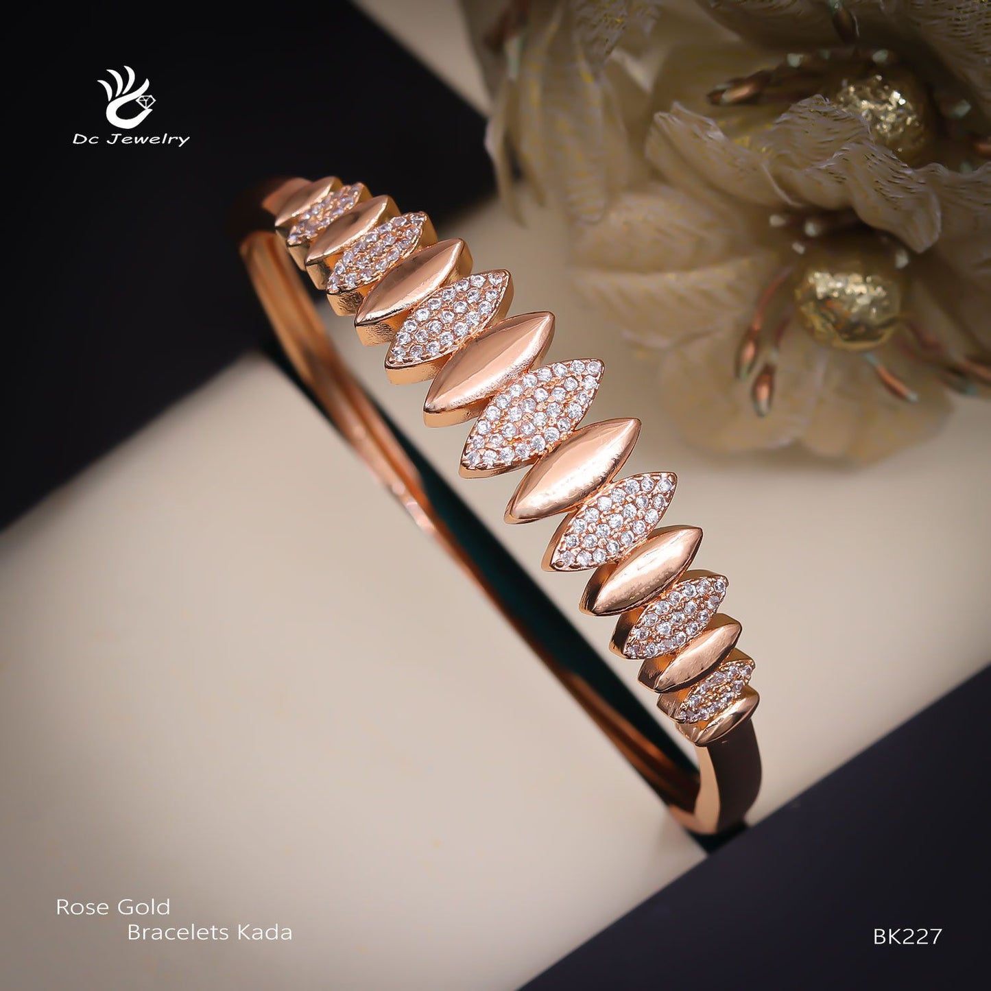 Aurelia Diamond Line Rose Gold Kada