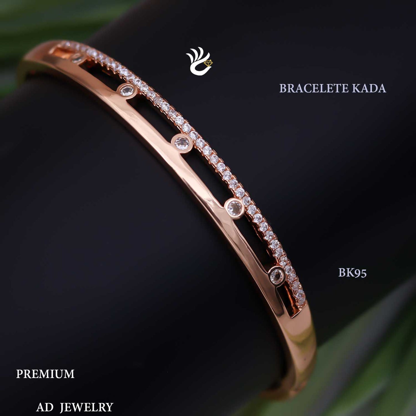 Aurelia Diamond Line Rose Gold Kada