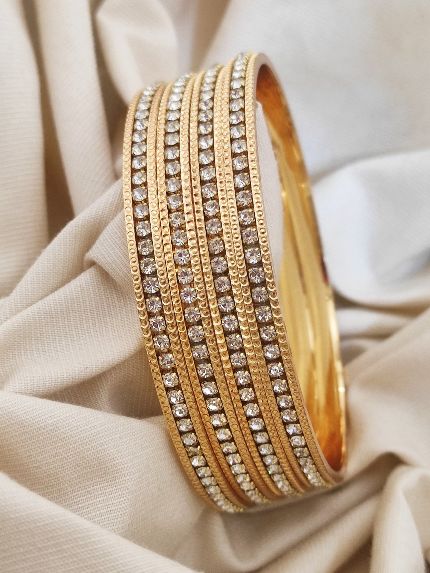 Gold-Toned Crystal-Studded Bangle