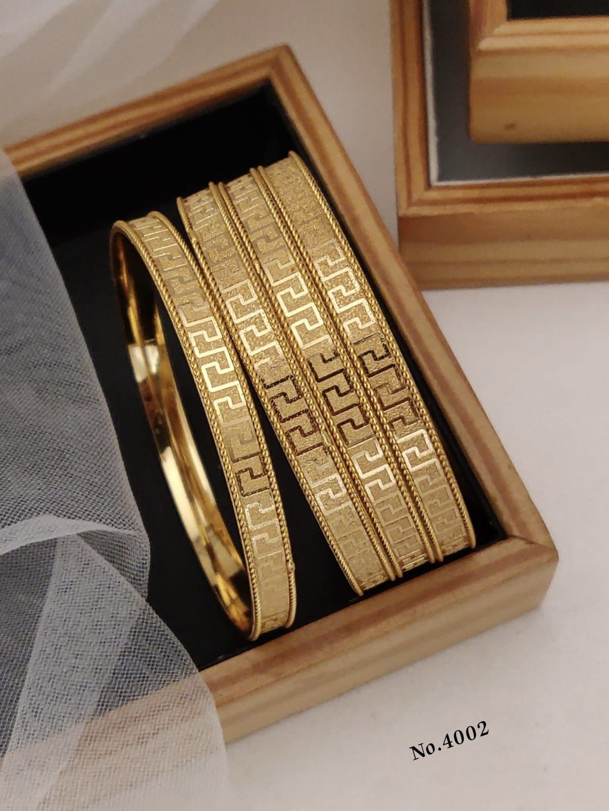 Gold Patterned Bangle Set
