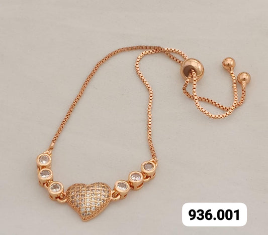 Rose Gold Heart Adjustable Bracelet